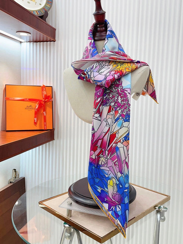 La Vallee De Cristal Scarf 90 CM Colorful Silk Twill 347389