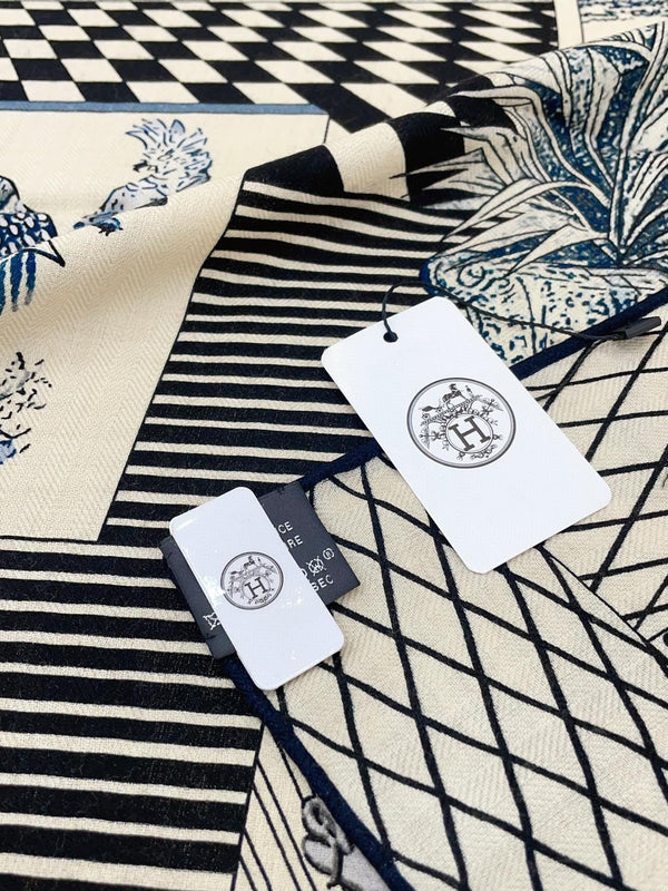 Grand Theatre Nouveau Scarf 135 CM In Black Colorful Cashmere And Silk 362249