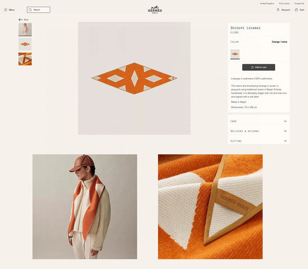 Diamond Shaped Scarf 186 CM In Orange Mix White Cashmere 373671