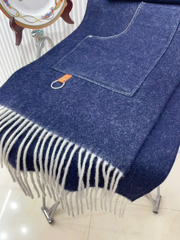 CARGO MUFFLER 190 CM IN NAVY BLUE CASHMERE 375381