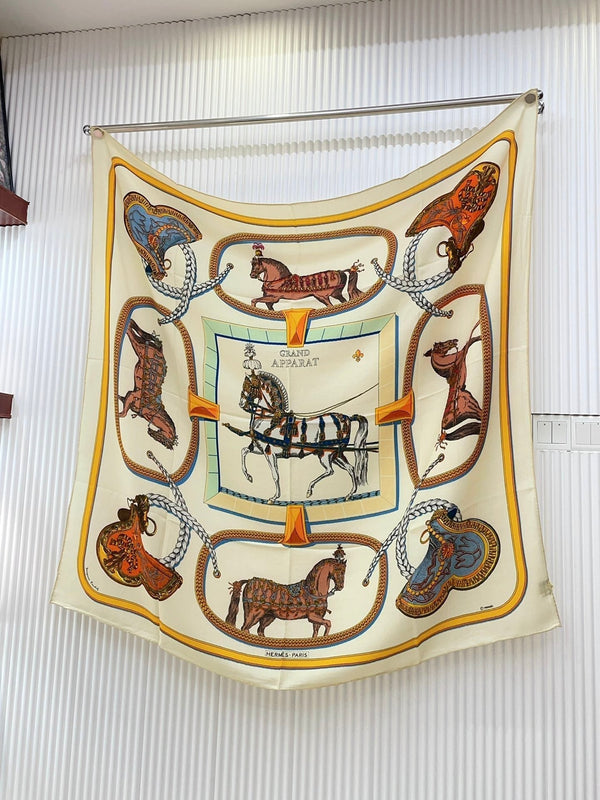 Grand Apparat Forever Scarf 140 CM In White Colorful Cashmere And Silk 378466