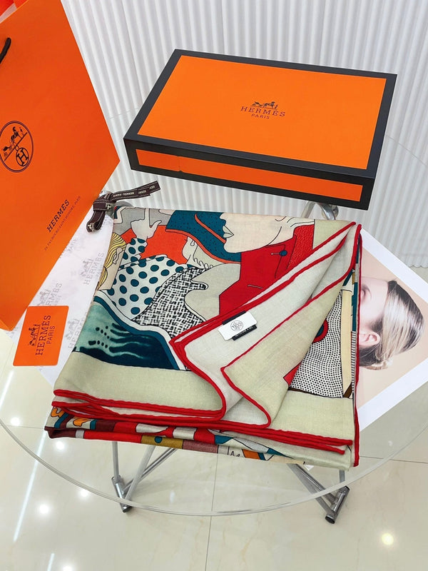 Ca Decoiffe ! Scarf 140 CM In White Colorful Cashmere And Silk 378470