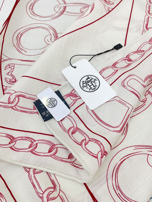 Effet Kaleidoscope Shawl 135 CM In White Mix Red Cashmere And Silk 382606