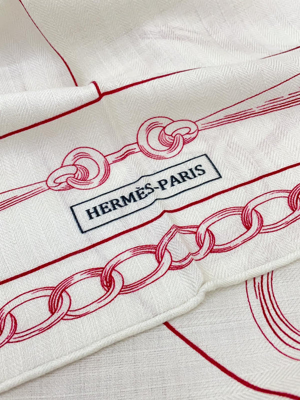 Effet Kaleidoscope Shawl 135 CM In White Mix Red Cashmere And Silk 382606