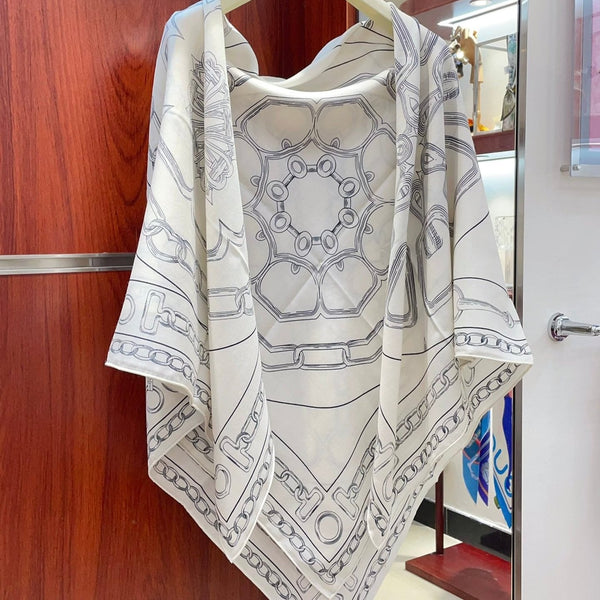 Effet Kaleidoscope Shawl 135 CM In Grey Mix White Cashmere And Silk 382609