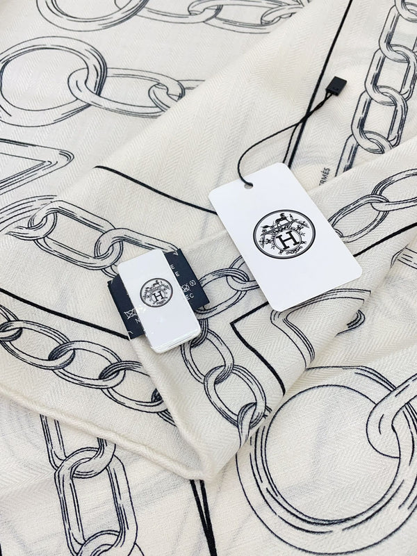 Effet Kaleidoscope Shawl 135 CM In Grey Mix White Cashmere And Silk 382609