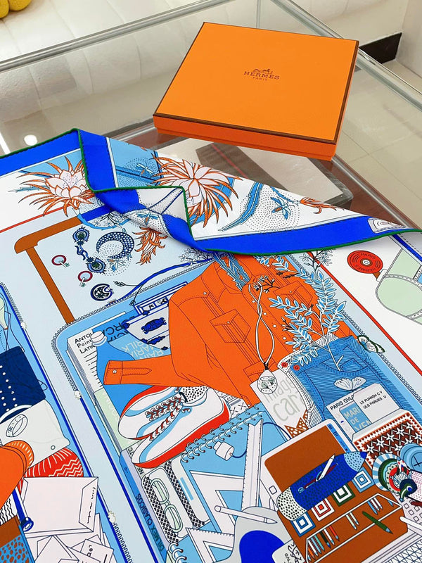 BAGAGE A MAIN SCARF 90 CM IN COLORFUL SILK 388144