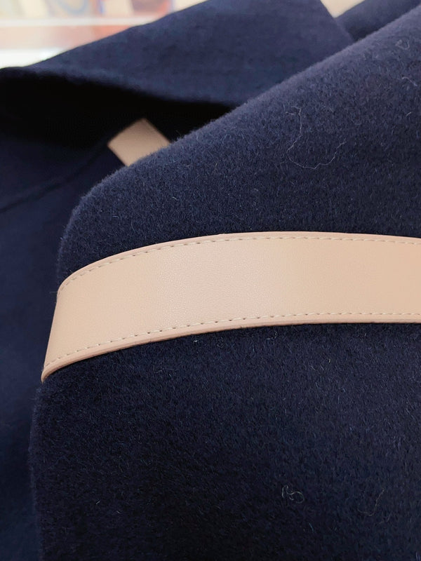 TROMPE L'OEIL STOLE IN NAVY BLUE CASHMERE