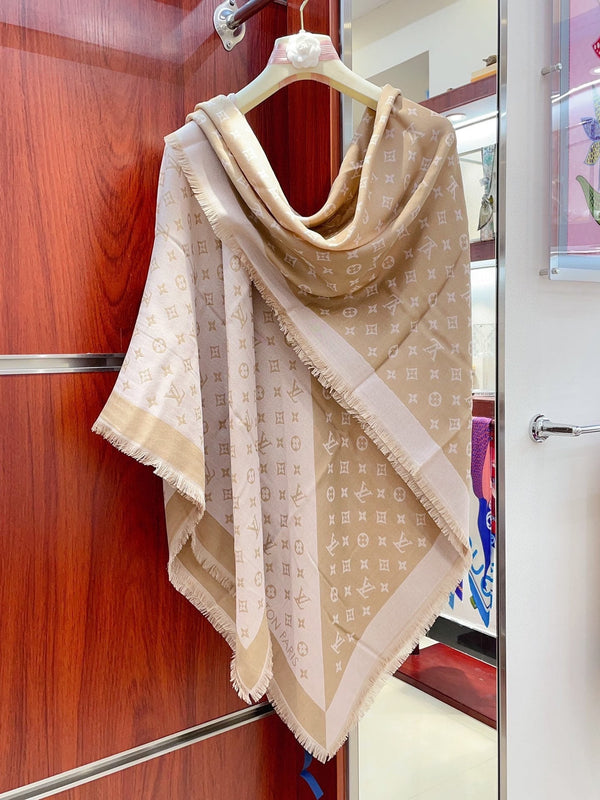 SCIARPA DUOGRAM 140 CM IN SETA ROSA BEIGE 396238