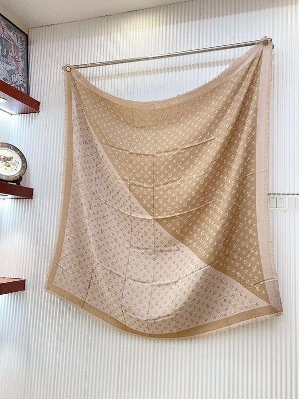 SCIARPA DUOGRAM 140 CM IN SETA ROSA BEIGE 396238