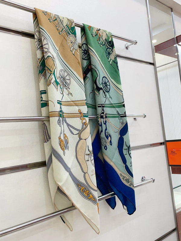 Palonniers Scarf 140 CM White Colorful Cashmere And Silk 401162