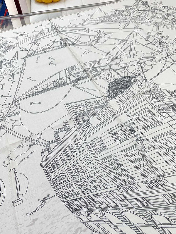 Flagship Scarf 135 CM White Grey Cashmere And Silk 402078