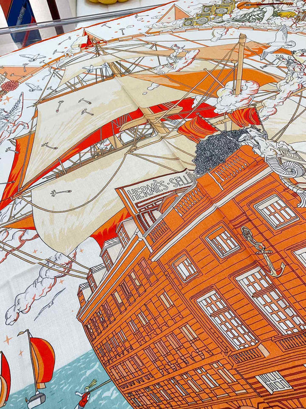 Flagship Scarf 135 CM White Colorful Cashmere And Silk 402079