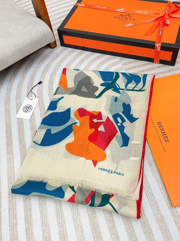 Sciarpa 180 CM Rosso Colorato Mashmere E Seta 403885