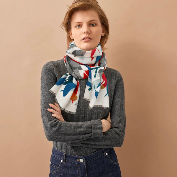 Sciarpa 180 CM Rosso Colorato Mashmere E Seta 403885