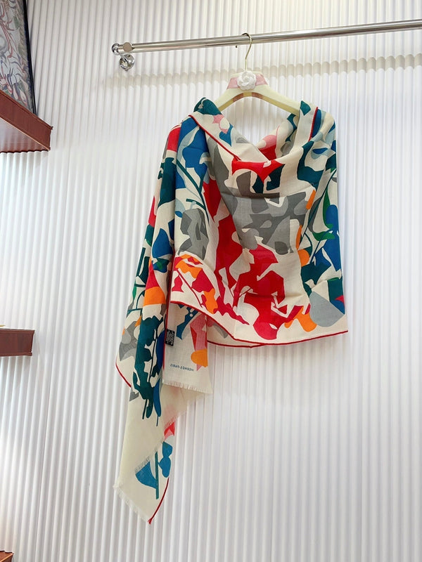 Sciarpa 180 CM Rosso Colorato Mashmere E Seta 403885