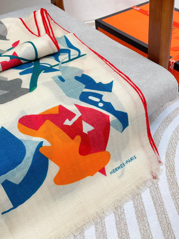 Sciarpa 180 CM Rosso Colorato Mashmere E Seta 403885