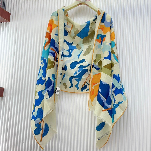 Scarf 180 CM White Colorful Mashmere And Silk 403887