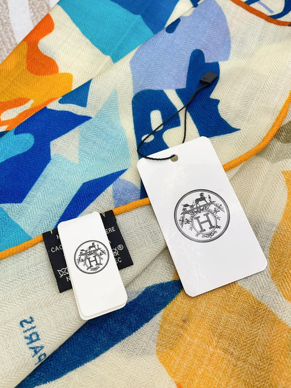 Scarf 180 CM White Colorful Mashmere And Silk  403887