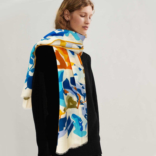 Scarf 180 CM White Colorful Mashmere And Silk  403887