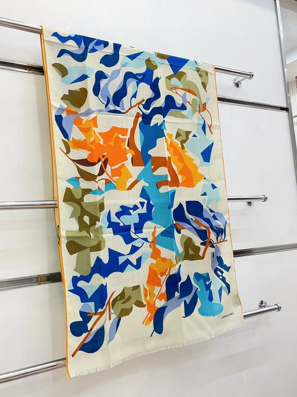 Scarf 180 CM White Colorful Mashmere And Silk  403887