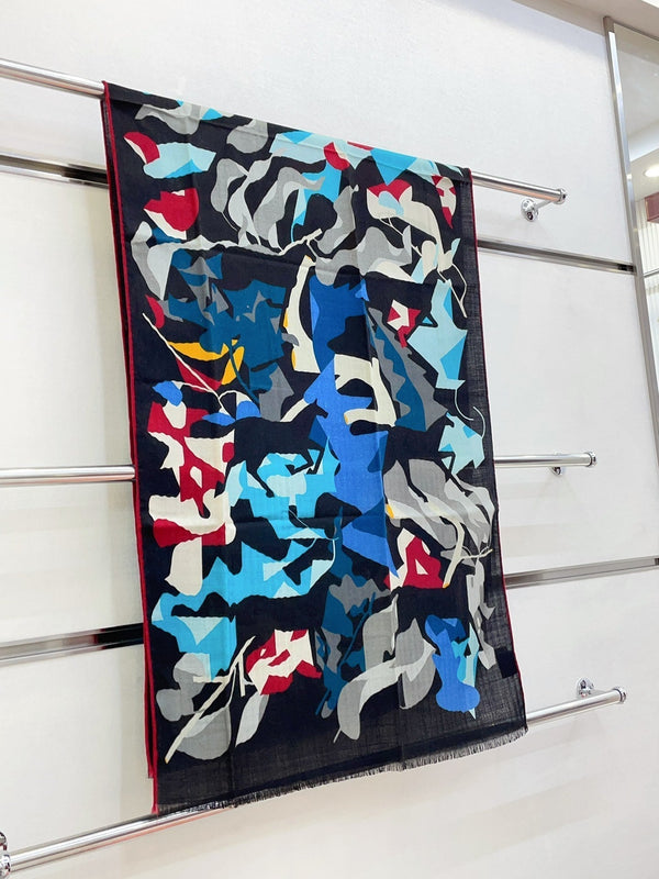 Scarf 180 CM Black Colorful Mashmere And Silk  403888