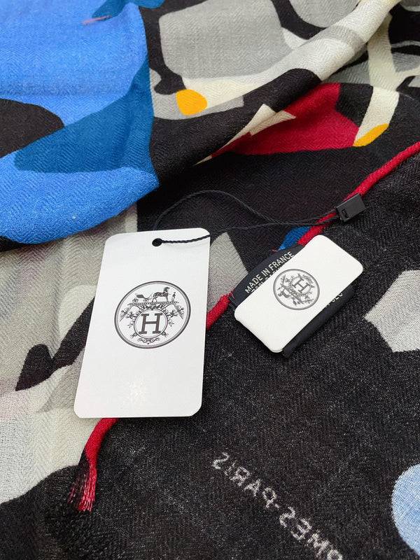 Scarf 180 CM Black Colorful Mashmere And Silk  403888