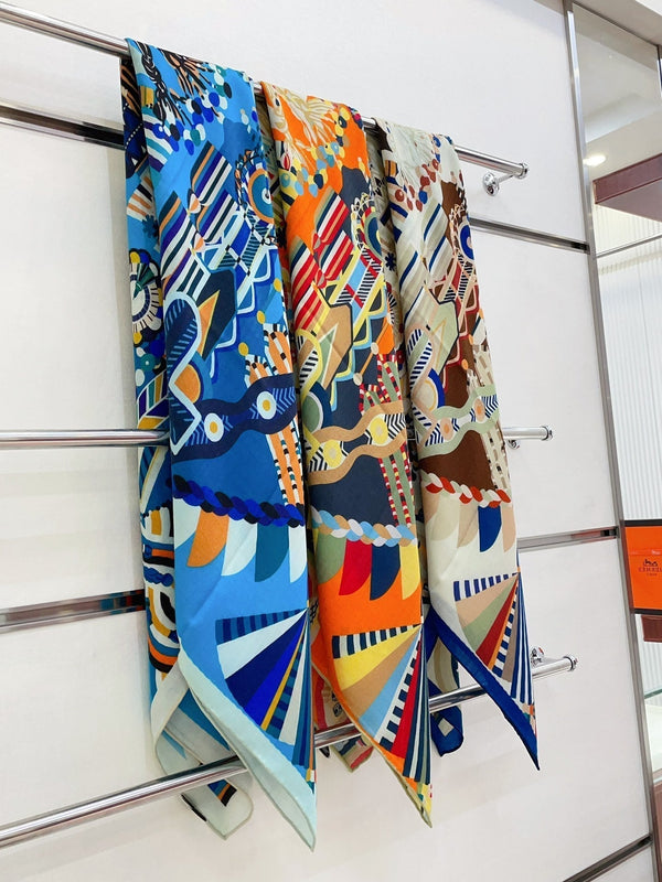 Haute Parure Scarf 135 CM White Colorful Cashmere And Silk 405067