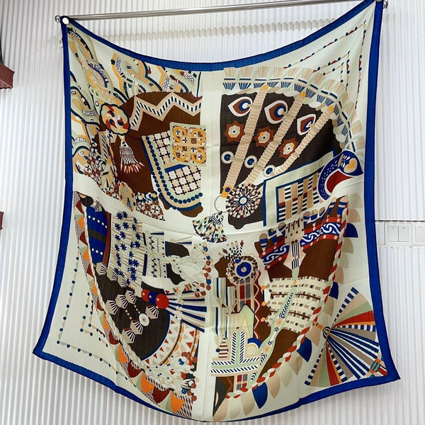 Haute Parure Scarf 135 CM White Colorful Cashmere And Silk 405067