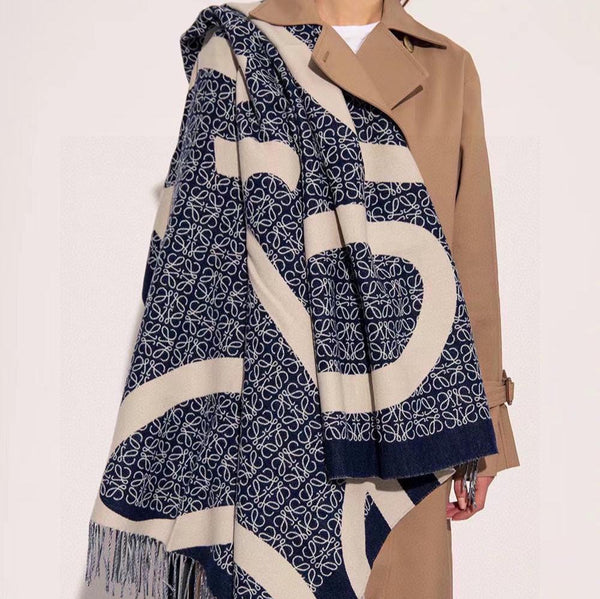 SCIARPA ANAGRAM 140 CM IN LANA BLU NAVY 410215