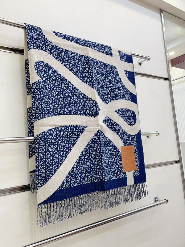 SCIARPA ANAGRAM 140 CM IN LANA BLU NAVY 410215