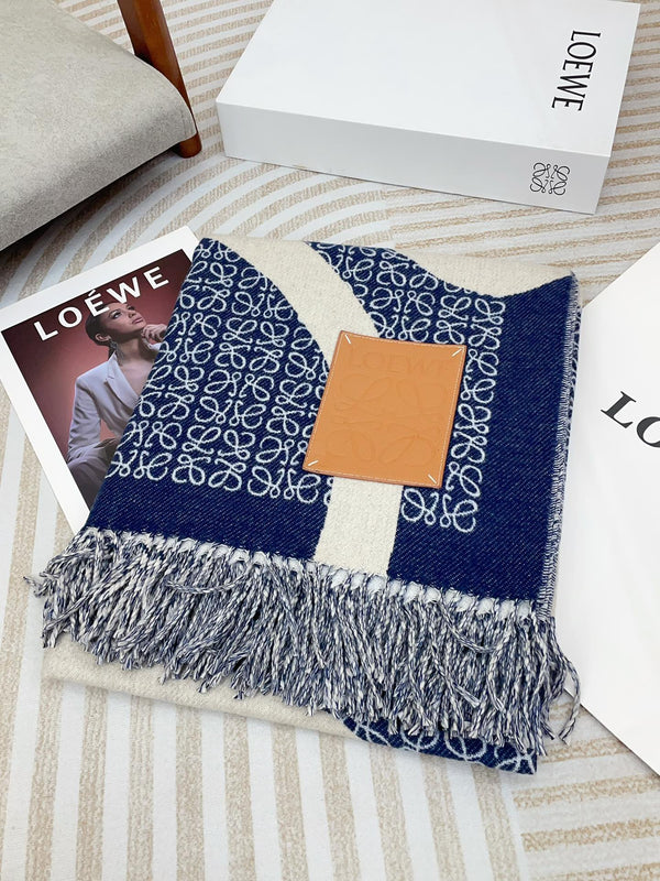 SCIARPA ANAGRAM 140 CM IN LANA BLU NAVY 410215