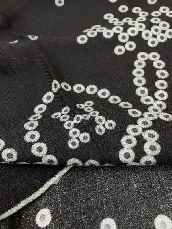 Square Scarf 140 CM Charcoal Blue Pattern Cashmere And Silk