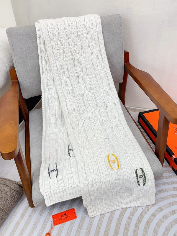 Scarf 170 CM White Cashmere Handwoven