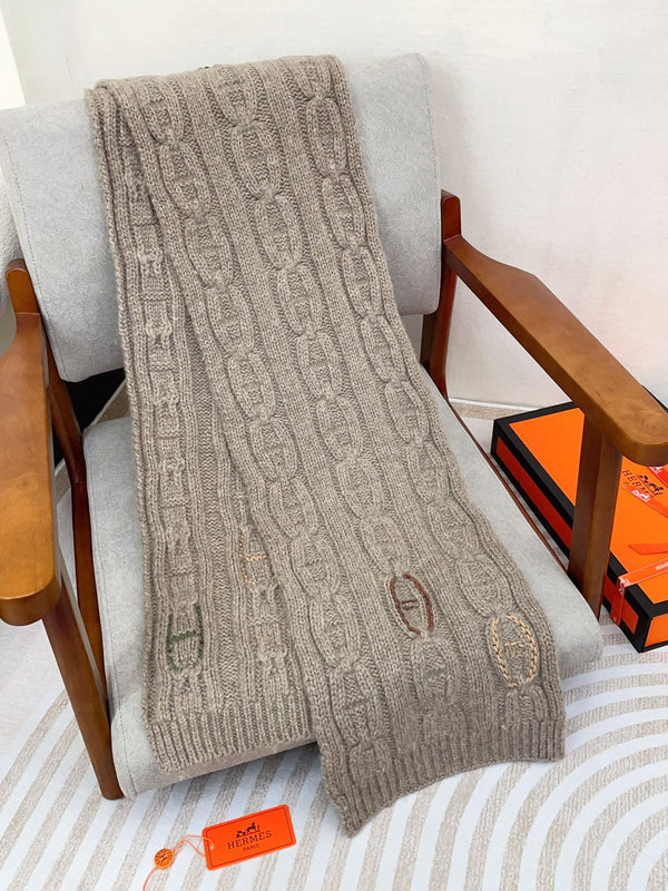 Scarf 170 CM Light Brown Cashmere Handwoven