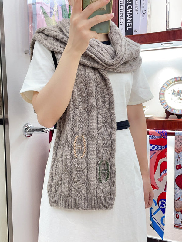 Scarf 170 CM Light Brown Cashmere Handwoven