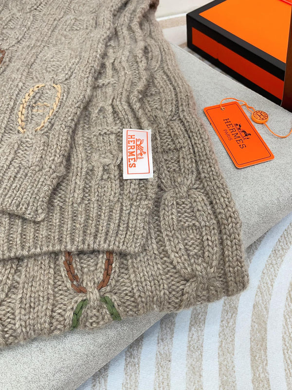 Scarf 170 CM Light Brown Cashmere Handwoven