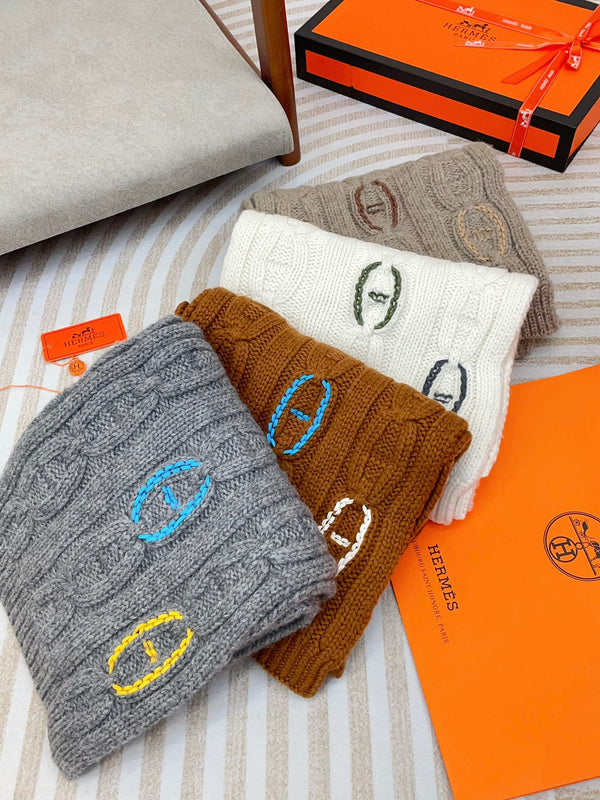 Scarf 170 CM Brown Orange Cashmere Handwoven