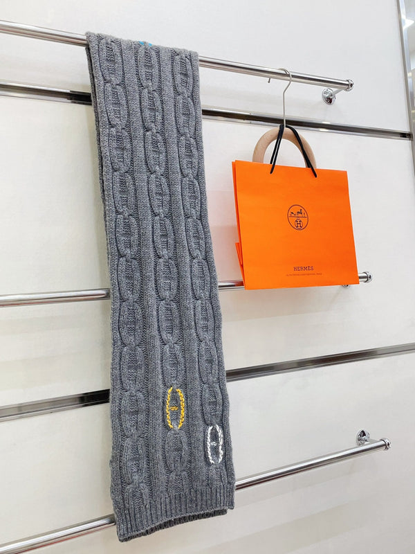 Scarf 170 CM Grey Cashmere Handwoven