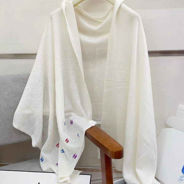 CC Scarf 190 CM In White Colorful Cashmere 418221