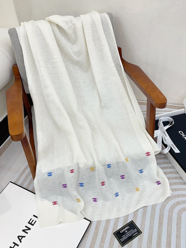 CC Scarf 190 CM In White Colorful Cashmere 418221