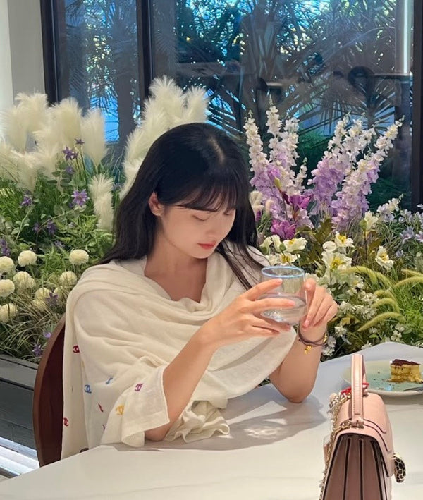 CC Scarf 190 CM In White Colorful Cashmere 418221