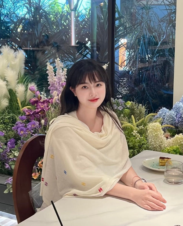 CC Scarf 190 CM In White Colorful Cashmere 418221