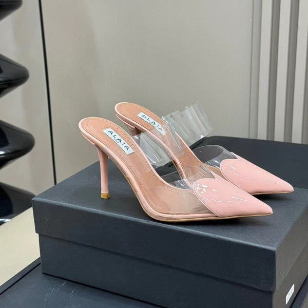 alaia mule 90 optic pink heart pelle di agnello