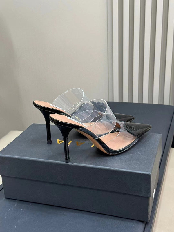 alaia mule 90 optic black heart lambskin