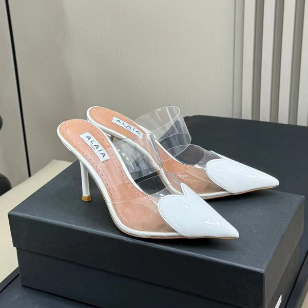 alaia mule 90 bianco ottico cuore in pelle di agnello