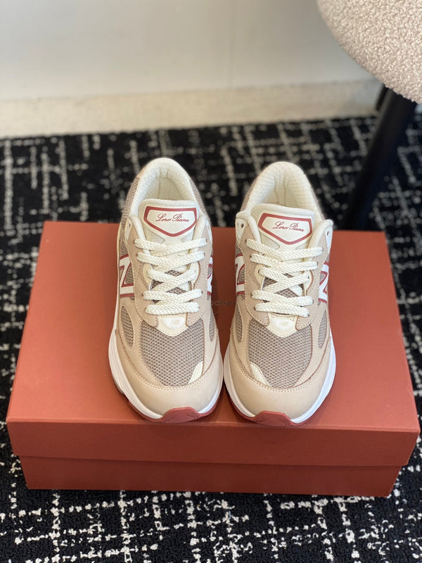 Sneaker LP x NB 990v6 45mm grigio scuro pelle di vitello rosa scuro e tessuto a rete