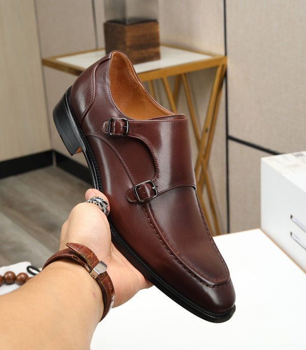HM DOUBLE MONK STRAP RUSSET CALFSKIN
