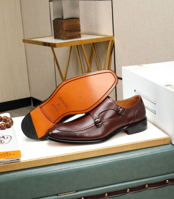 HM DOUBLE MONK STRAP RUSSET CALFSKIN