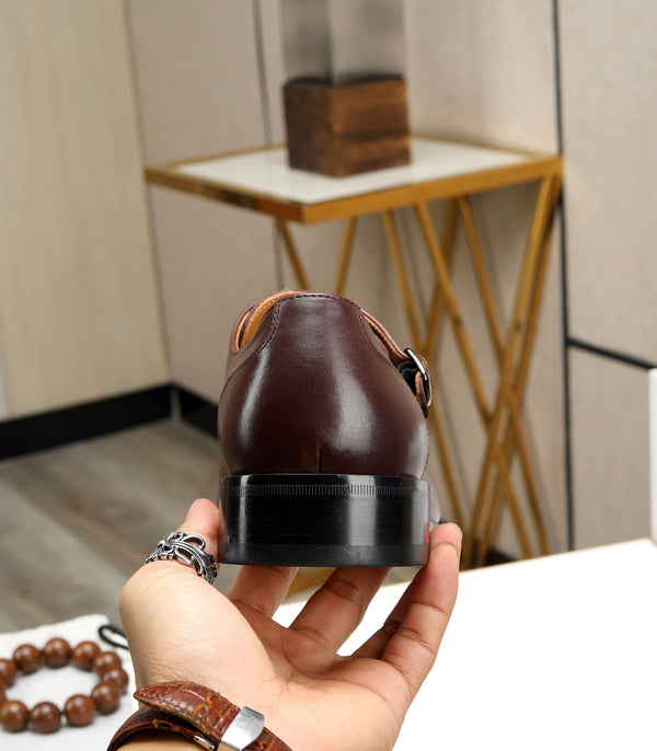 HM DOUBLE MONK STRAP RUSSET CALFSKIN